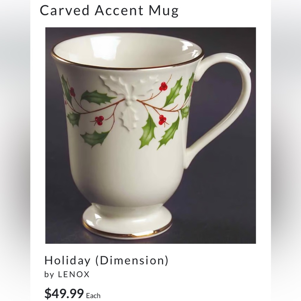 Lenox China Dimension Collection Holiday Mug